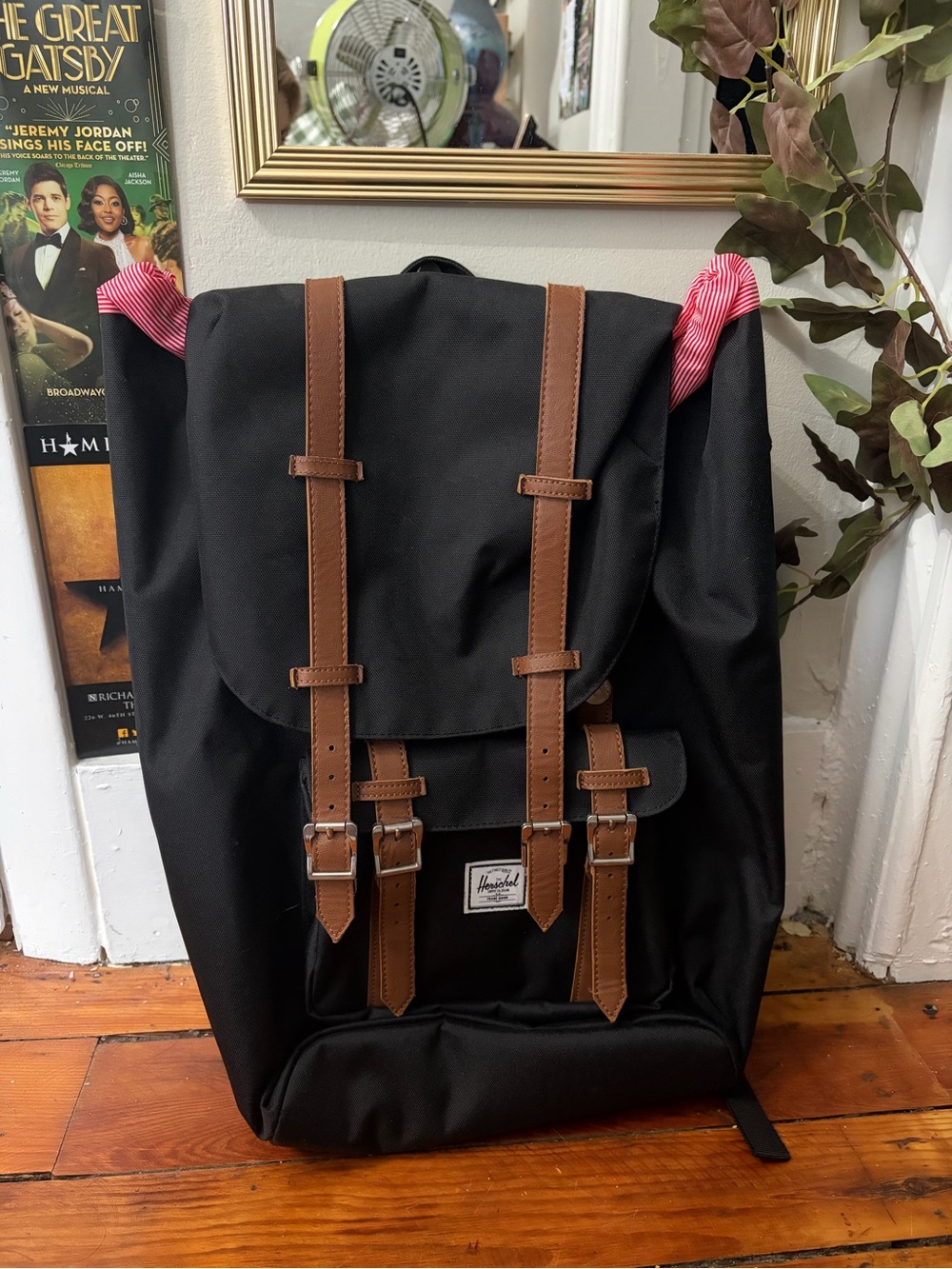 Herschel Supply Little America Black Backpack with Brown Accents